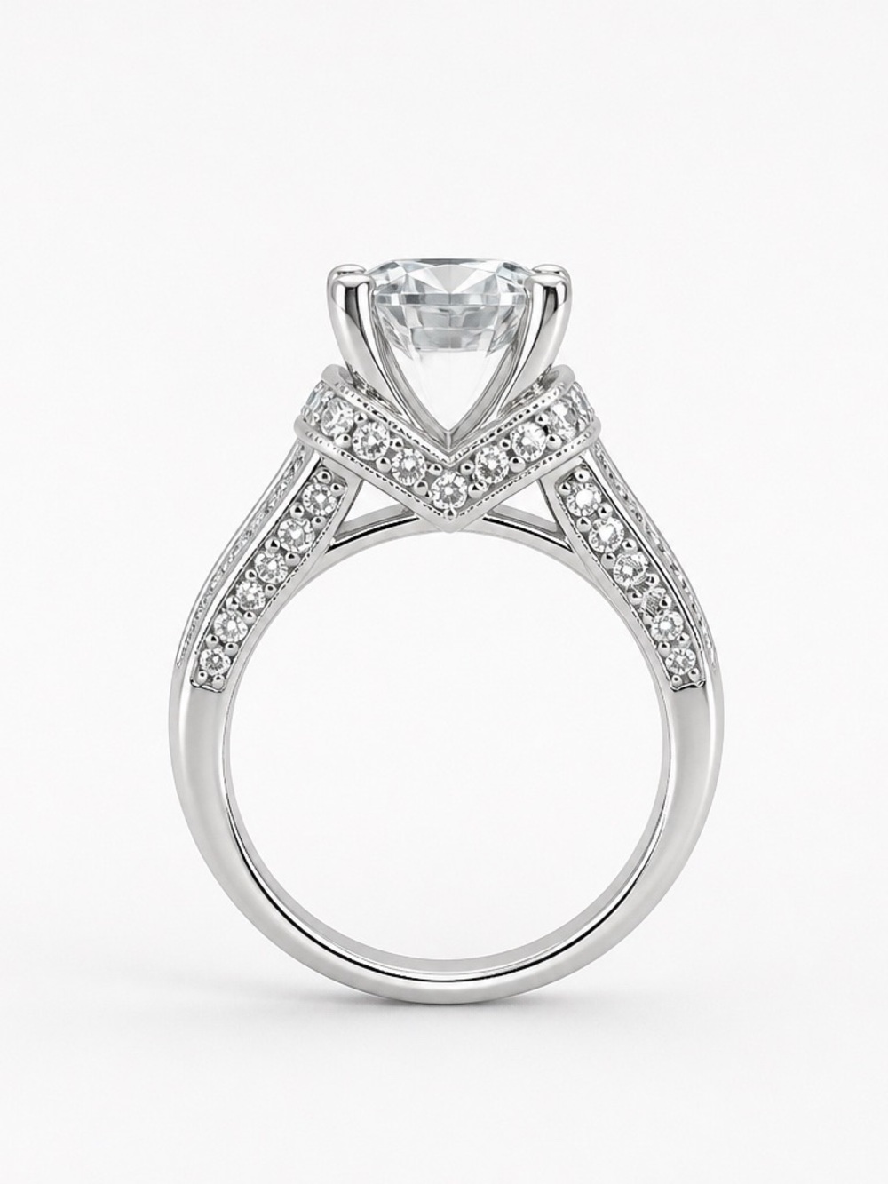 Vintage Jared Platinum Criss-Cross Cathedral Diamond Engagement Ring